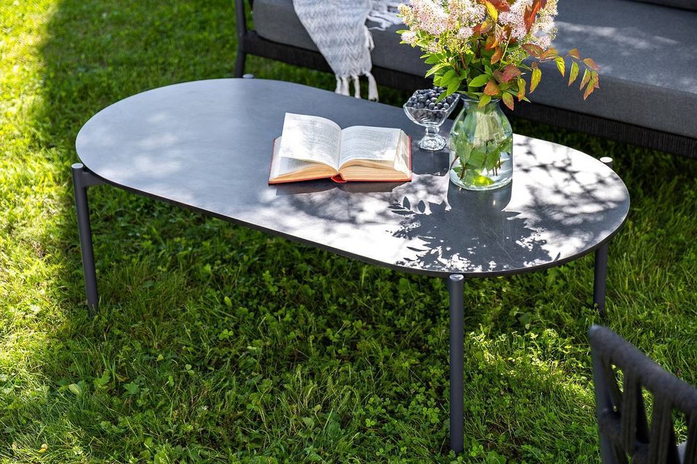 "Диего" лаунж-зона 4-местная плетеная из роупа (веревки), каркас алюминиевый темно-серый, роуп темно-серый