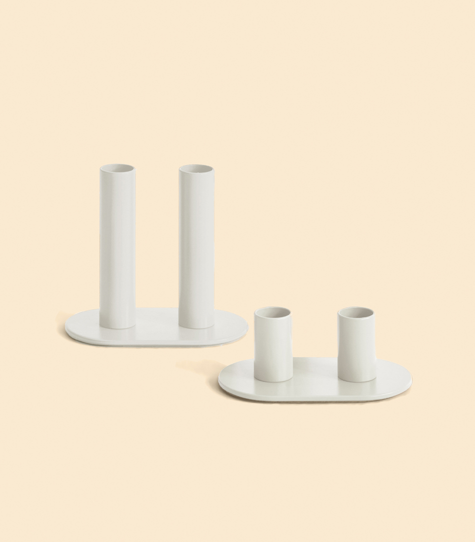 Подсвечник – Огонь двойной, Кремовый, 5 см | Delo