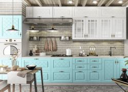 Модульный кухонный гарнитур «Гранд» 3500мм (Белый/Зеленый)