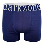Темно-синие хлопковые трусы-боксеры с надписью на резинке крупными буквами (Размер: S) (Цвет: темно-синий)