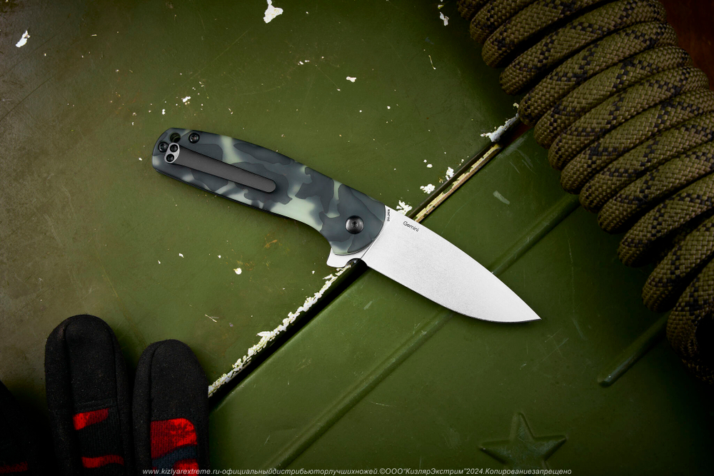 Складной нож Kizer Gemini сталь CPM S35VN StoneWash рукоять Раффир