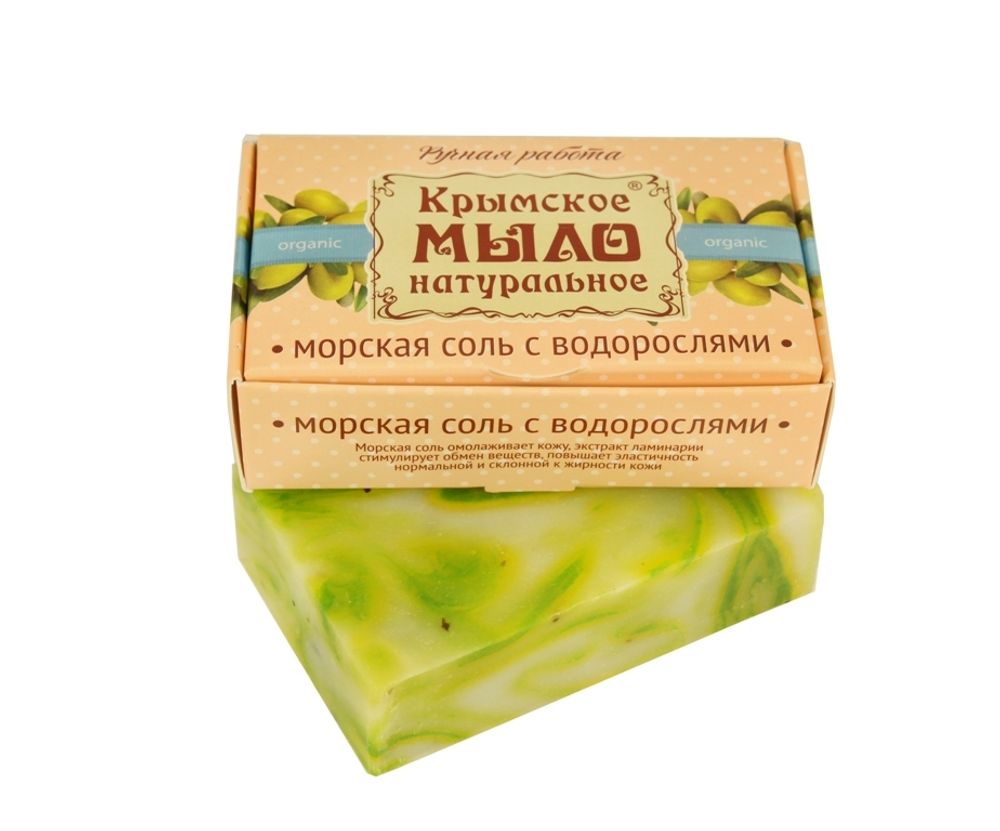 Крымское мыло натуральное &quot;МОРСКАЯ СОЛЬ с водорослями&quot;  ТМ &quot;Дом Природы&quot;