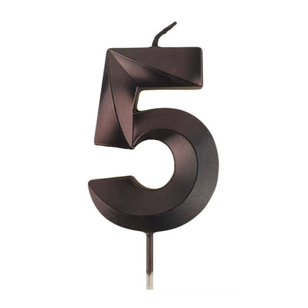 Свечи-цифры на торт в черном цвете 10,5 см с держателем