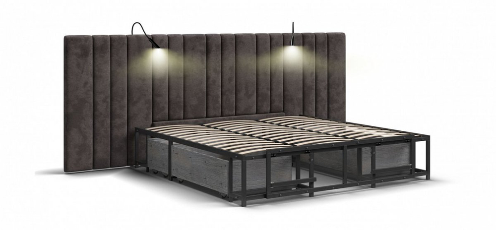 Кровать BOSS INFINITY 180*200 велюр Alkantara серый