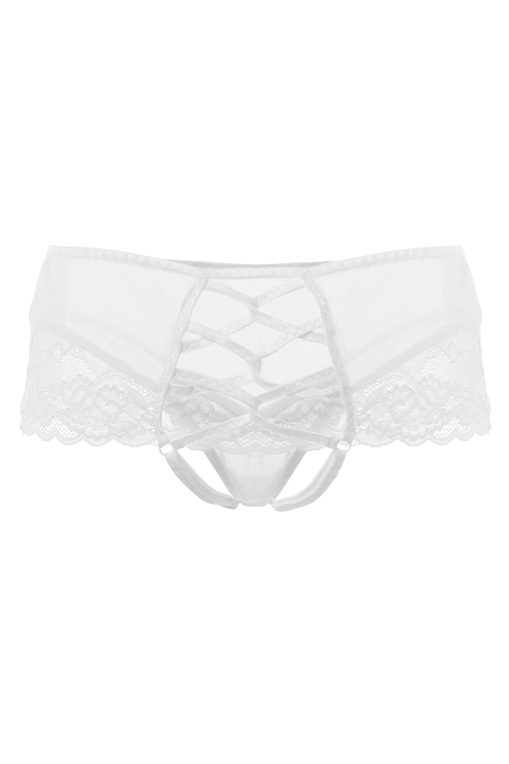 Эротические трусики Erolanta с имитацией шнуровки белые 42-44