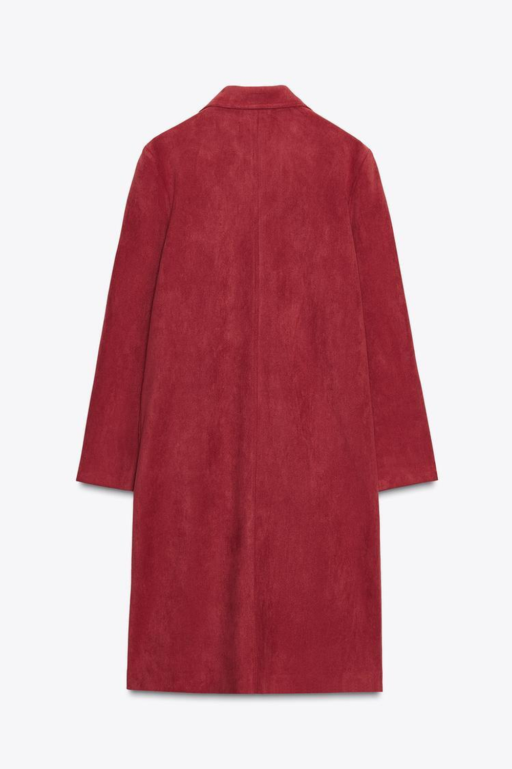 ZARA ПАЛЬТО-СЮРТУК ИЗ ТКАНИ ПОД ЗАМШУ, ТЕМНО-РОЗОВЫЙ