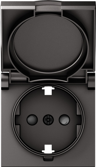 Накладка для розетки Schuko с заземлением,  с крышкой,  16A 250 В~,  матовый титан,  серия A07