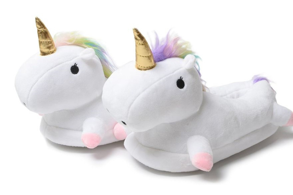 Тапочки FunFur Единорог с задником Белый