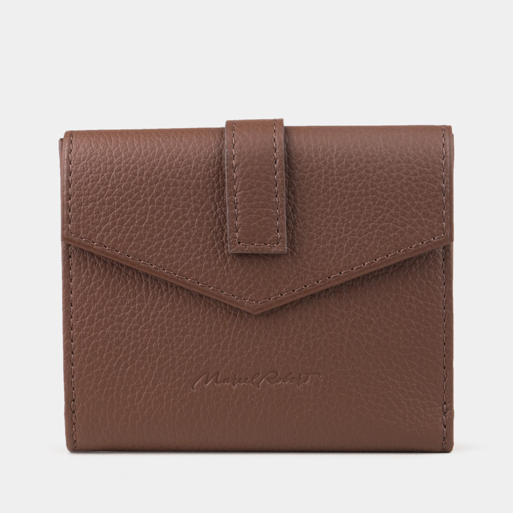 Кожаный кошелек, теленок цвета шоколад