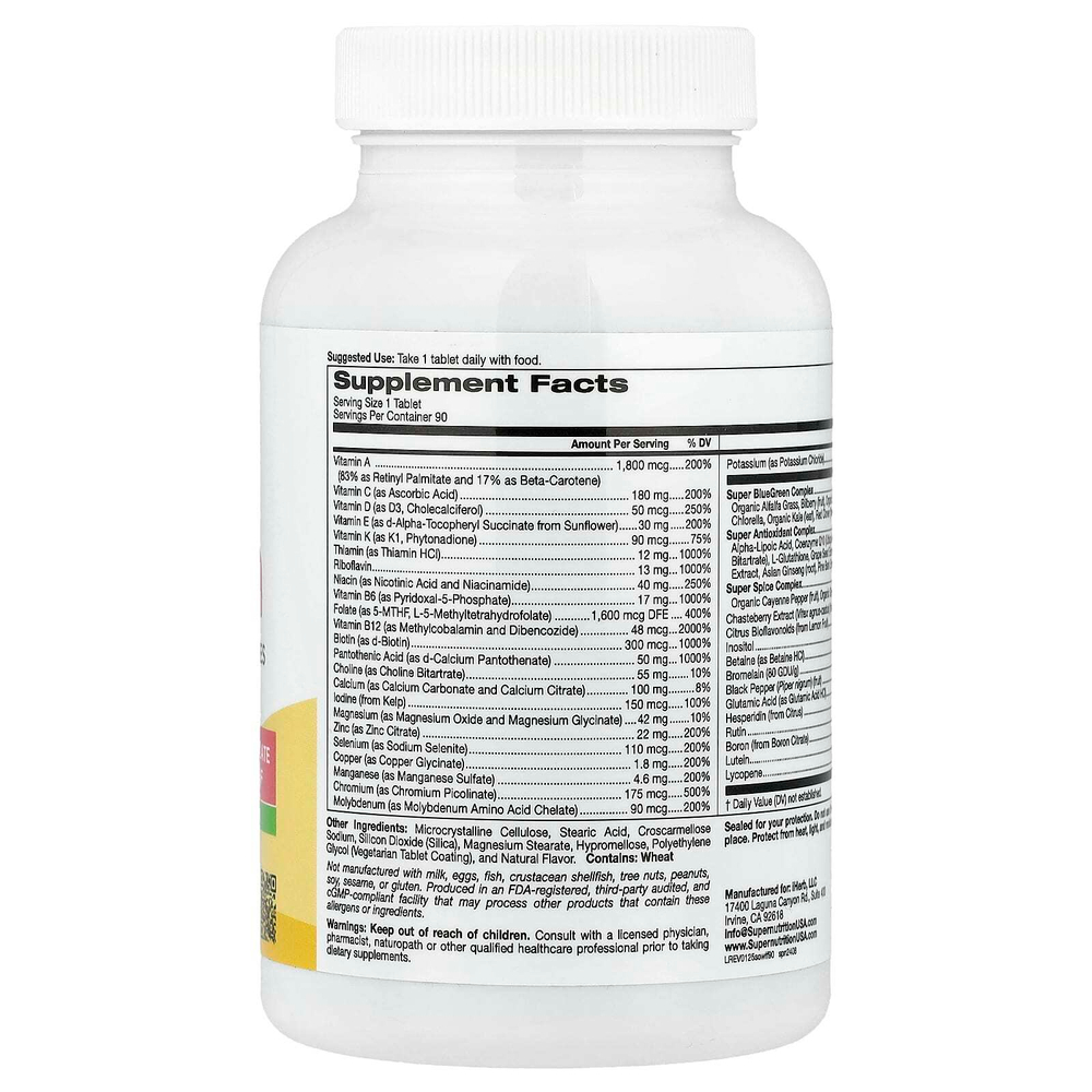 Super Nutrition, Simply One®, мультивитамины с суперкомплексами для женщин, без железа, 90 таблеток
