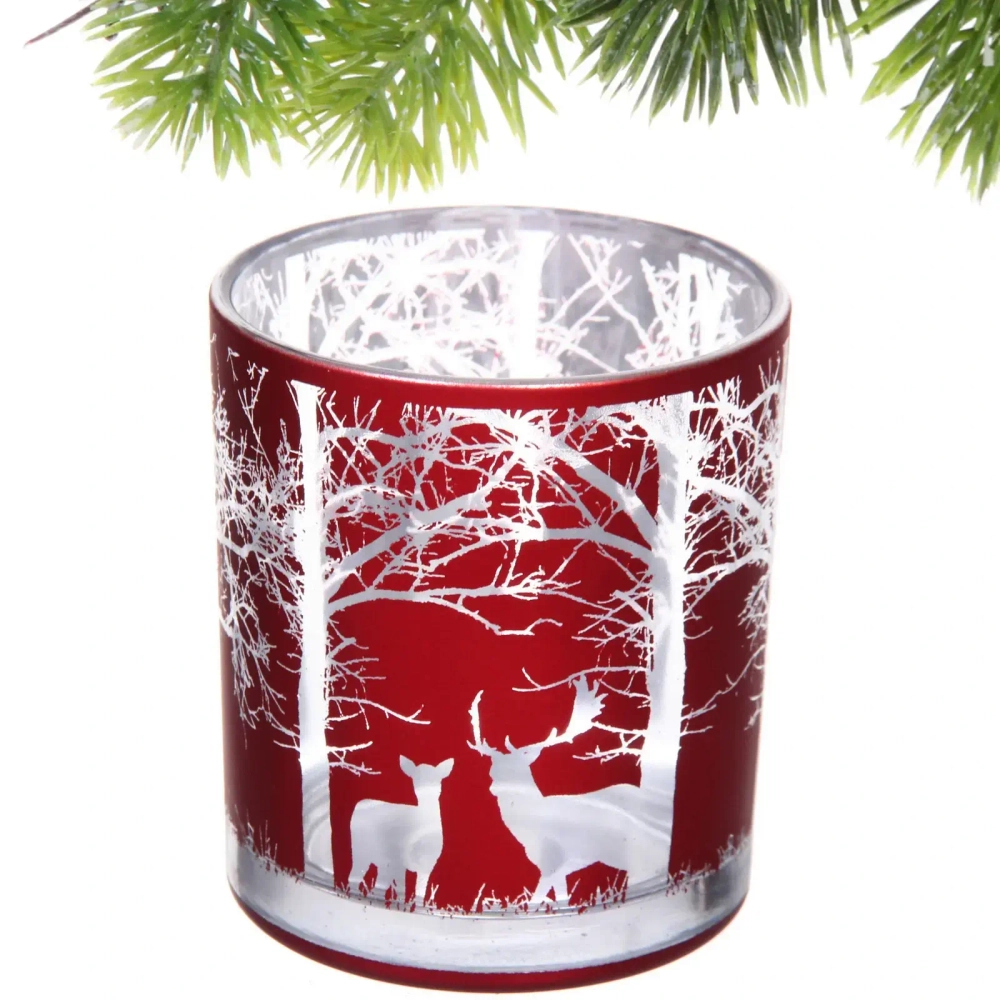 Подсвечник «Зимний лес» 7*7,8 см, Красный