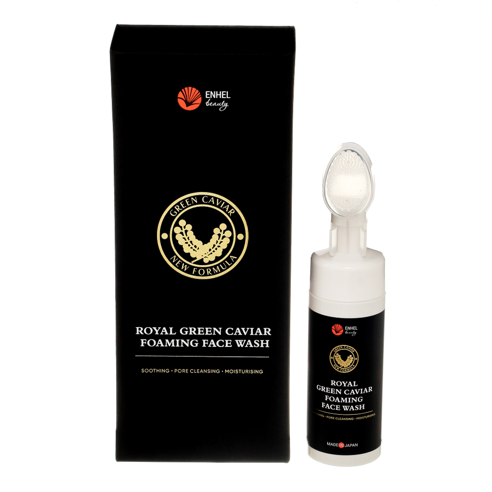 Пенка для умывания с нанощёточкой c зелёной икрой Royal Green Caviar Foaming Face Wash, 150ml