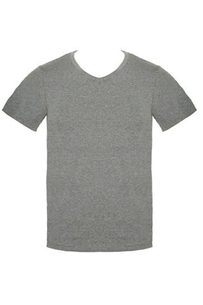 Мужская хлопковая футболка с V-образным вырезом горловины (Размер: M) (Цвет: серый)
