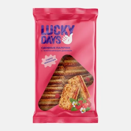 Сдобные палочки с земляничным джемом Lucky Days 370г
