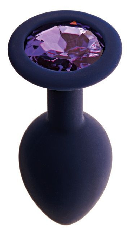 Черничная анальная пробка с фиолетовым кристаллом Gamma L - 9,4 см.