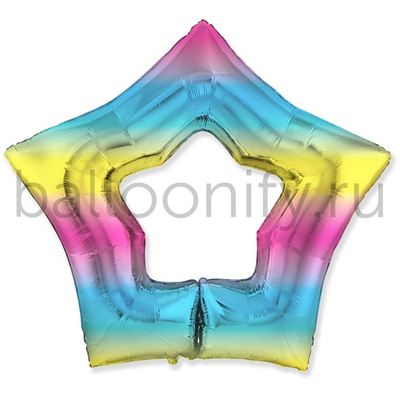 Фольгированная фигура, звезда, 34"/87CM.H X 37"/95CM.W Rainbow полая