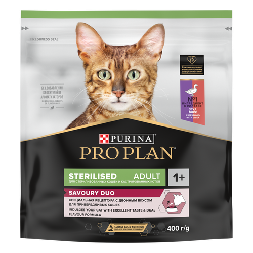 Pro plan корм сухой для взрослых кошек стерилизованных с уткой и печенью