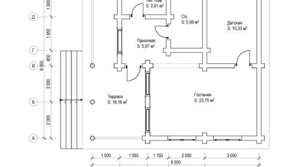 Проект Дома 74 кв. м из бруса Д-45