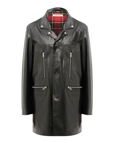 UNDERCOVER ПАЛЬТО ИЗ СИНТЕТИЧЕСКОЙ КОЖИ ЧЕРНОЕ