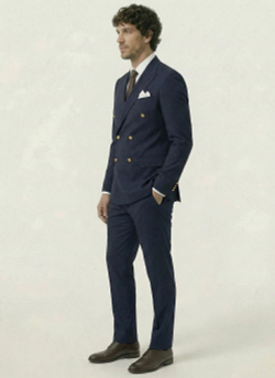 Мужской костюм двубортный (темно-синий) А70