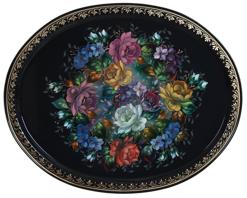 Жостовский поднос декоративный, размер 51х41 см (A26), металлический