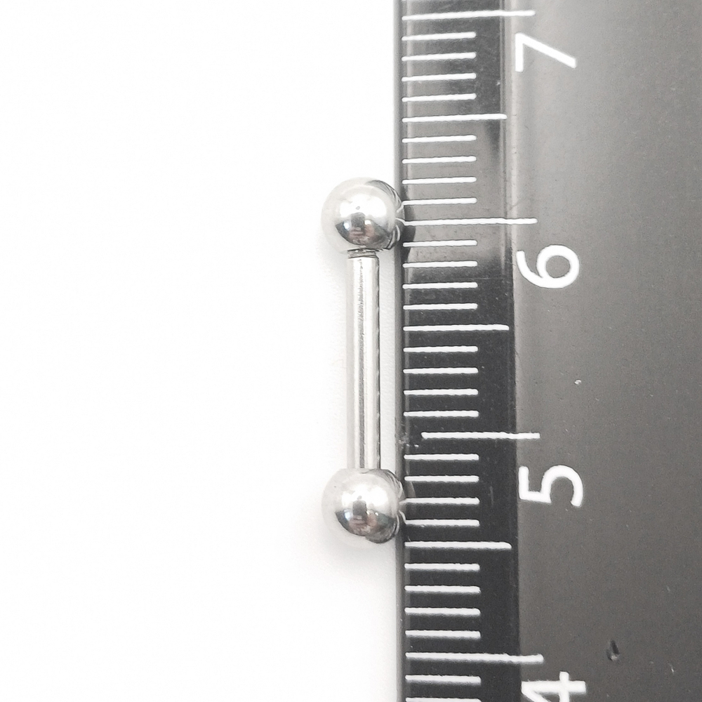 Штанга 10 мм , толщиной 1,6 мм с шариками 4 мм для пирсинга. Медицинская сталь. 1 шт