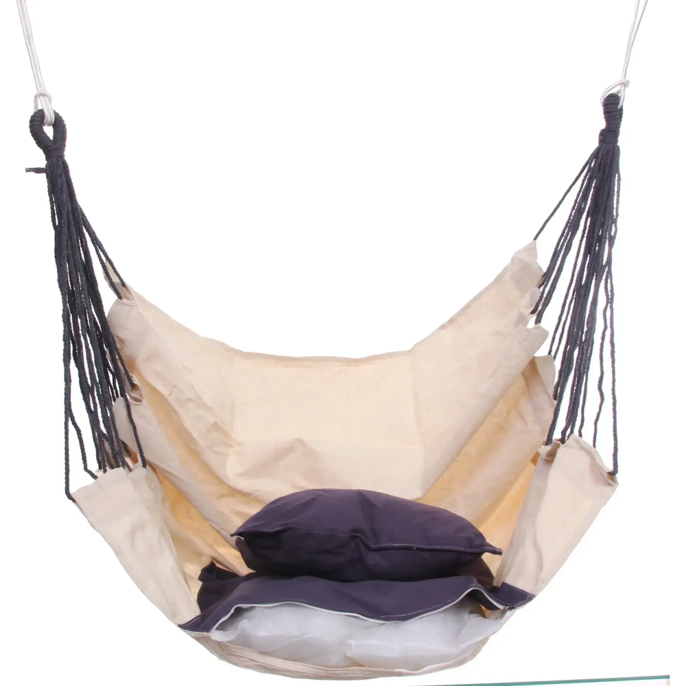 Гамак-кресло «Колористик» 100*130см сидячий, х\б с подушками, цвет кремовый