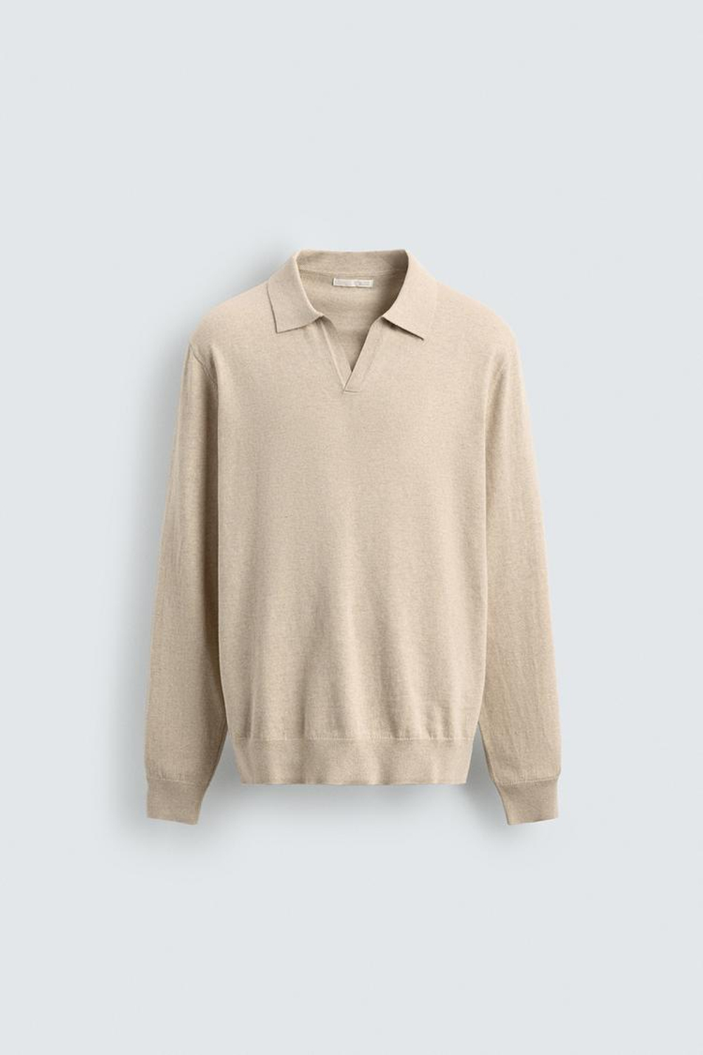 ZARA ТРИКОТАЖНОЕ ПОЛО КЛАССИЧЕСКОГО КРОЯ, ЭКРЮ