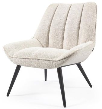 Кресло Marline из белой ткани букле со стальными ножками черного цвета Испания La Forma