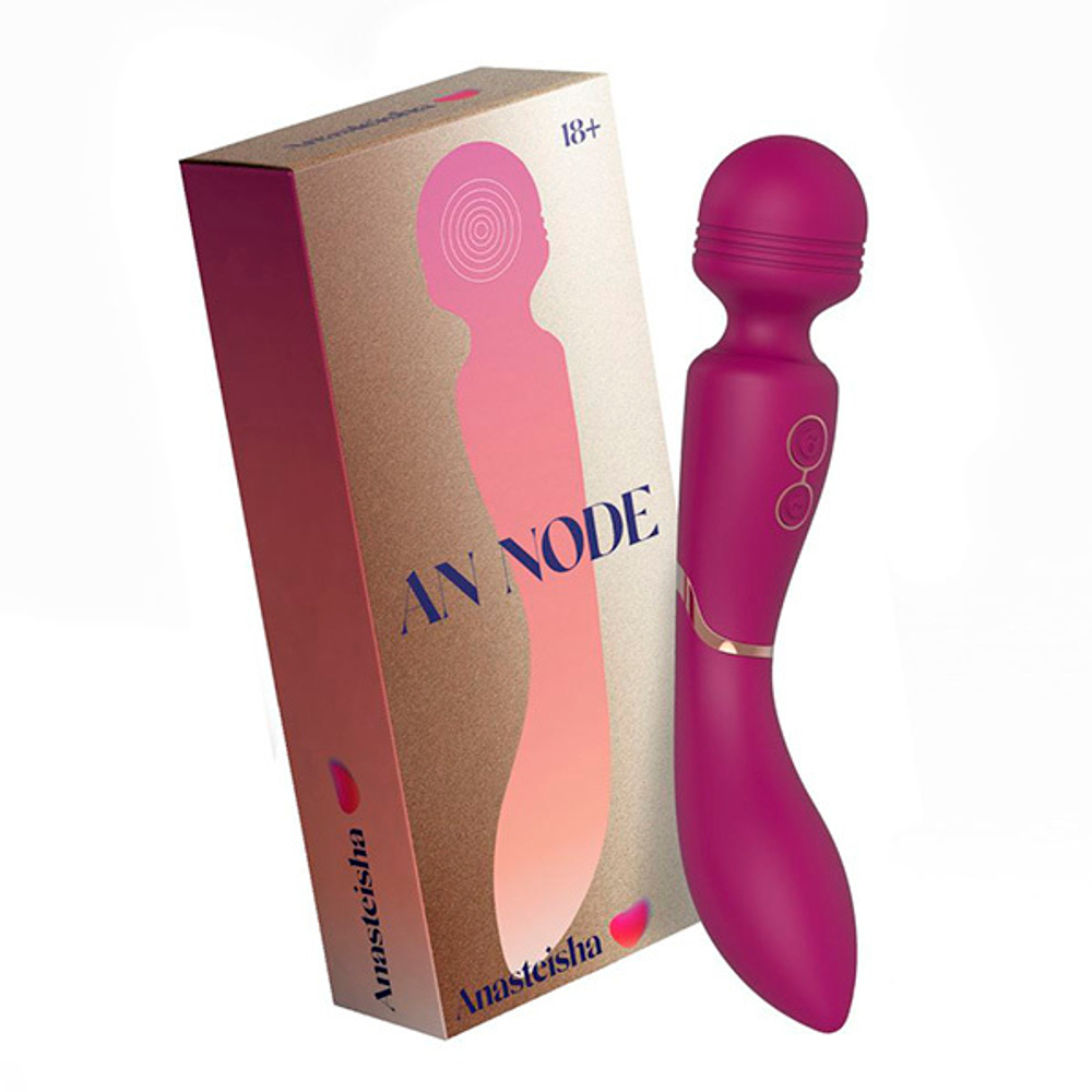 Сливовый двухсторонний вибратор-wand 21см Anasteisha Node AN003