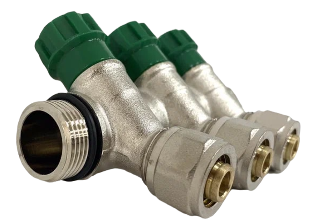 Коллектор Grema НВ 3/4x16 евроконус на 3 вых c вентилями (CN)