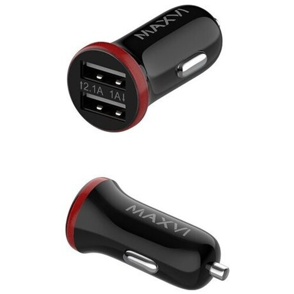 АЗУ 30W  1USB-A QC/1USB-C 6A LED Maxvi  metallic black