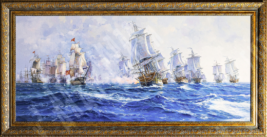 Плотников В. В. Атака русской эскадры Ф. Ф. Ушакова . Холст масло. 2022 г.