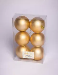 Набор пластиковых шаров Анет 80 мм., золотой матовый, 6 шт., ЕлкиТорг (150301)