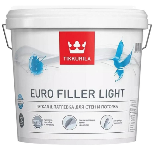 Шпатлевка влагостойкая Tikkurila Euro Filler для стен и потолков 2,5 л