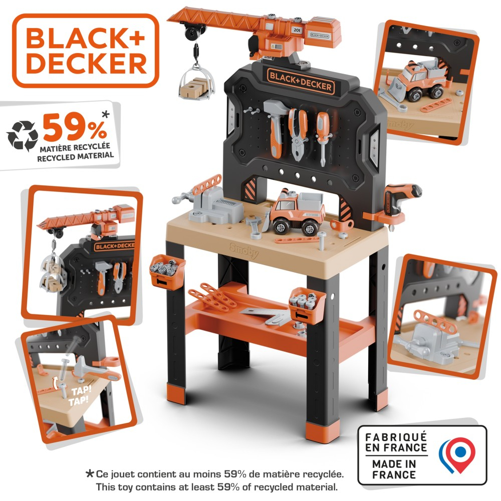 Детский верстак Smoby Black 360741 & Decker с краном инструментами и 87 аксессуарами от 3 лет — фото 4