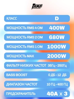 Усилитель звука автомобильный моноблок MASS 1.600