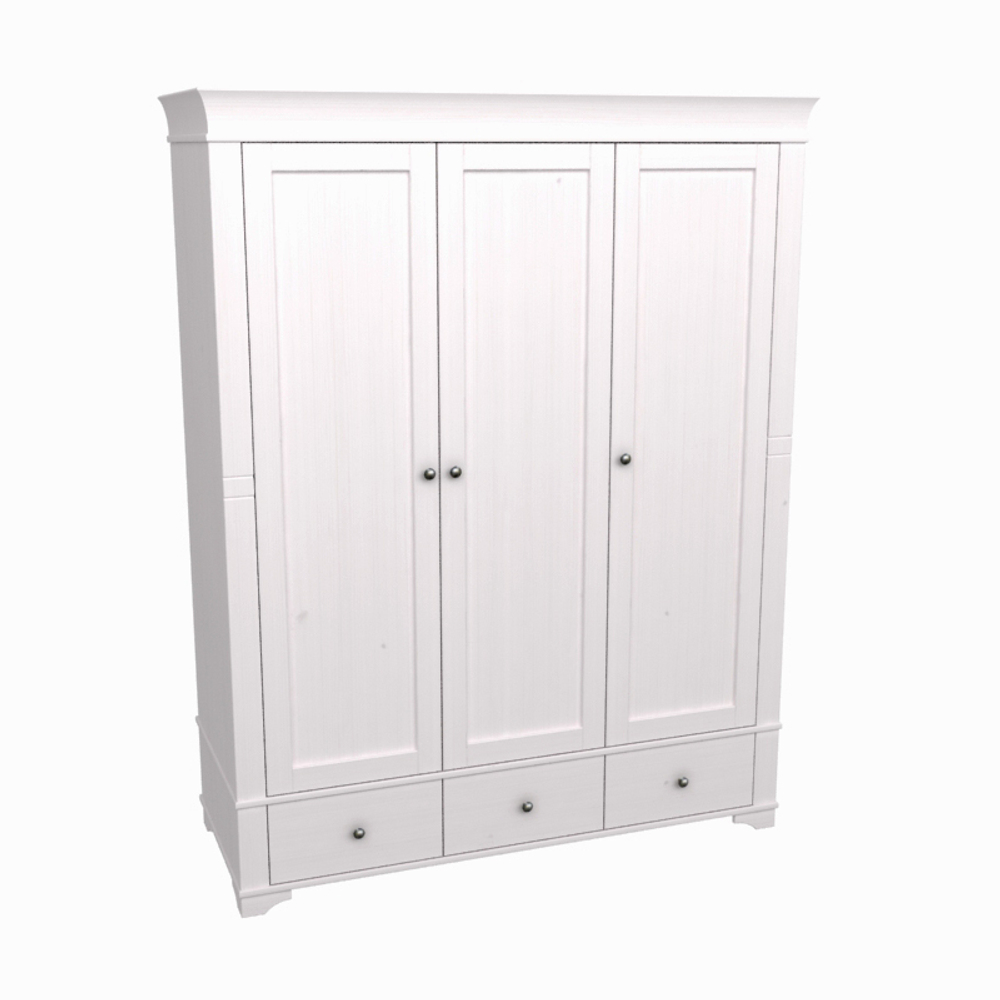 Шкаф 3х дверный с глухими дверями «Бейли» белый воск