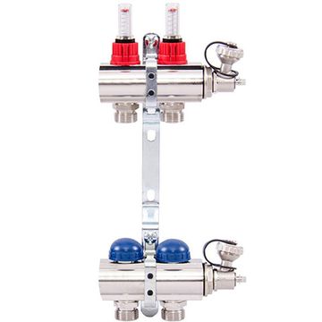 Коллектор Uni-Fitt 1"х3/4" 2 вых. из латуни с расходомерами и термостатическими вентилями 440E4302