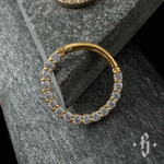 Кликер "Lucens" - Желтое золото - White CZ