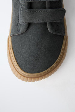 ZARA КОЖАНЫЕ КРОССОВКИ С РЕМЕШКАМИ BAREFOOT, МОРСКОЙ СИНИЙ