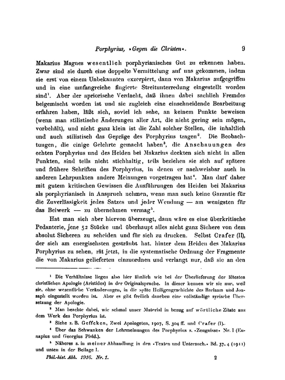 Porphyrius - Gegen die Christen | A.von Harnack