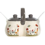 Набор д/специй 2-х секционный 250мл с ложками и крышками Полосатый Кот