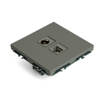 Розетка TV + компьютерная RJ-45 (механизм), STEKKER, серия Эмили, RST00-5106-10, платиново-серый, soft touch 49950