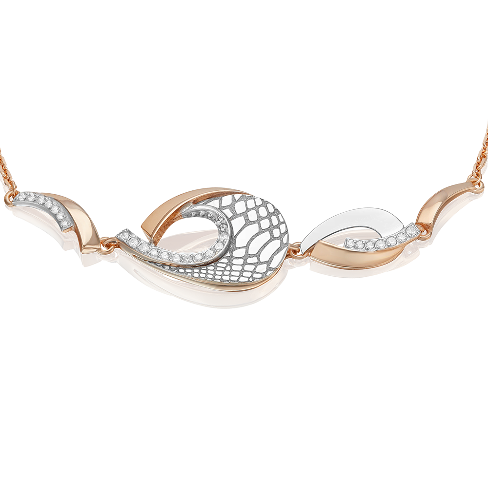 Браслет с принтом «Питон» из комбинированного золота c фианитами Артикул: 05-0804-00-401-1111