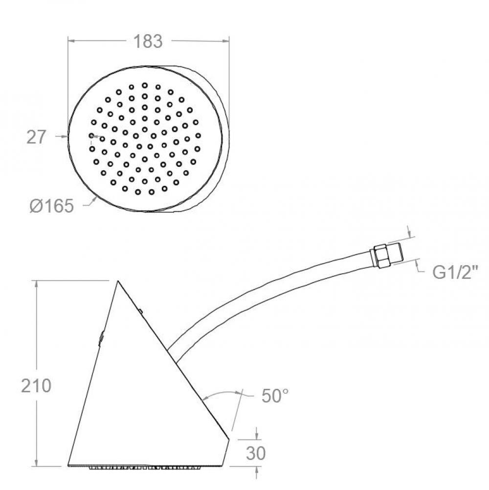 Излив душевой настенный тропический HYDROTHERAPY RIR02CUC медный