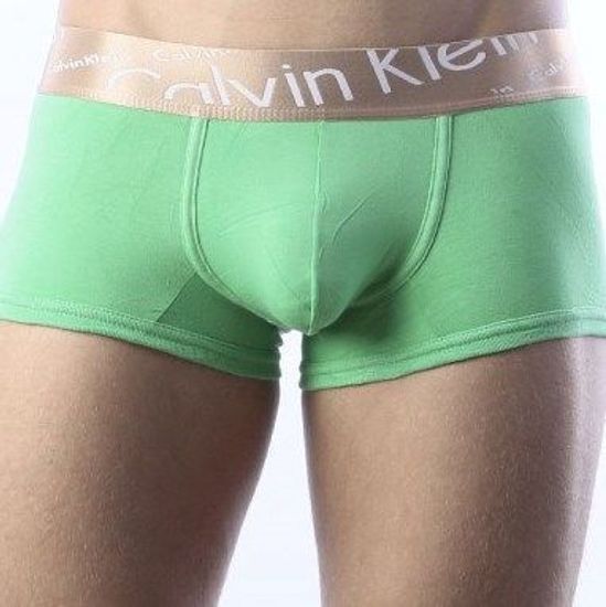 Мужские трусы боксеры зеленые с косой резинкой Calvin Klein Bronze Boxer Italics Green CK04111