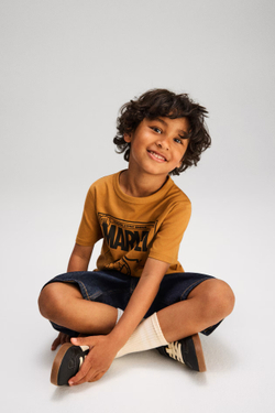 H&M Футболка с короткими рукавами и принтом, горчичный