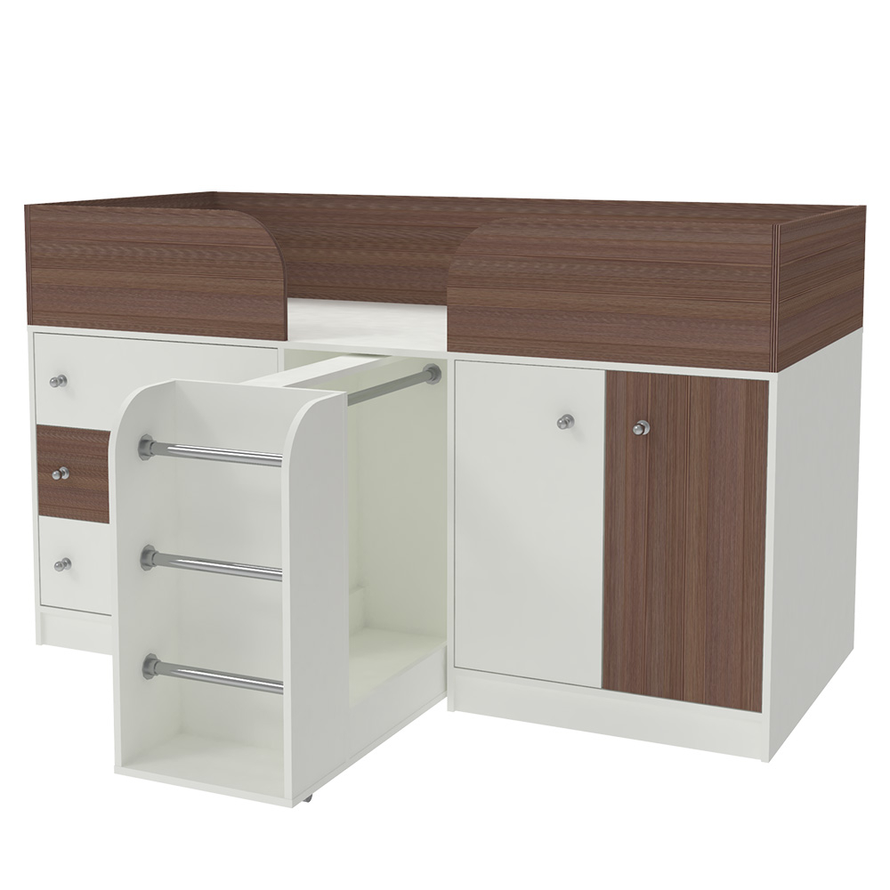 Кровать-чердак КарИВи Малыш 4 Белый  Бодего Темный