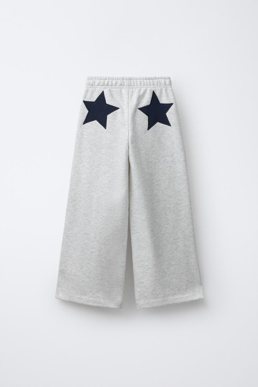 ZARA БРЮКИ WIDE LEG ИЗ МЯГКОЙ ТКАНИ СО ЗВЕЗДАМИ, СЕРЫЙ МЕЛАНЖ